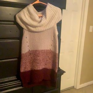 Knox Rose, small oatmeal to wine striped sweater vest.